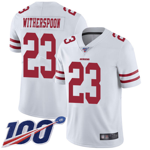 San Francisco 49ers Limited White Men Ahkello Witherspoon Road NFL Jersey #23 100th